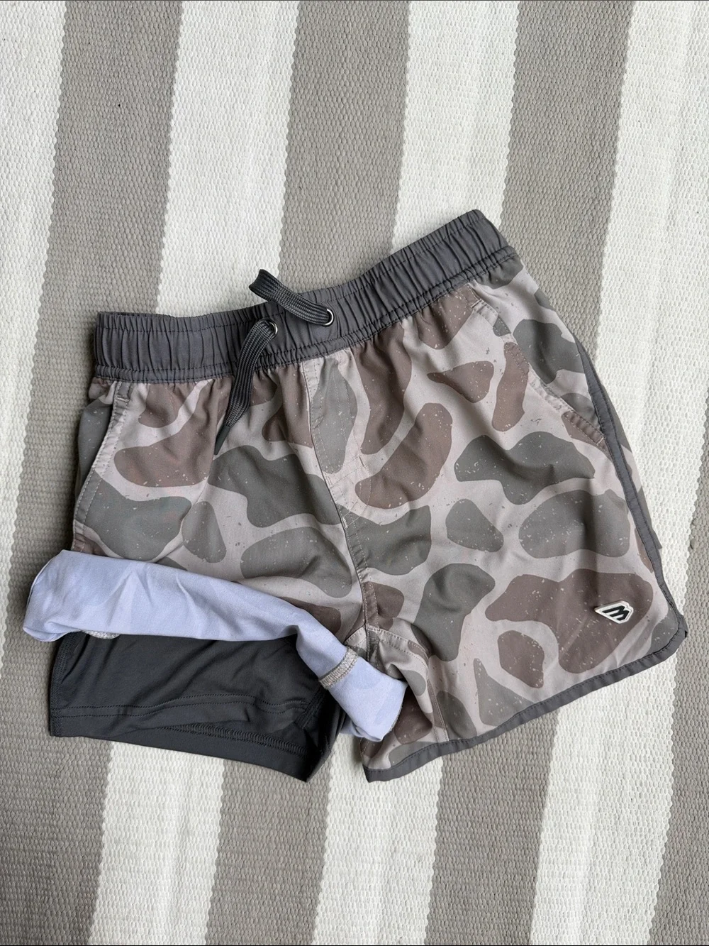 BURLEBO Boys' Camo Swim Shorts - Gray & Brown